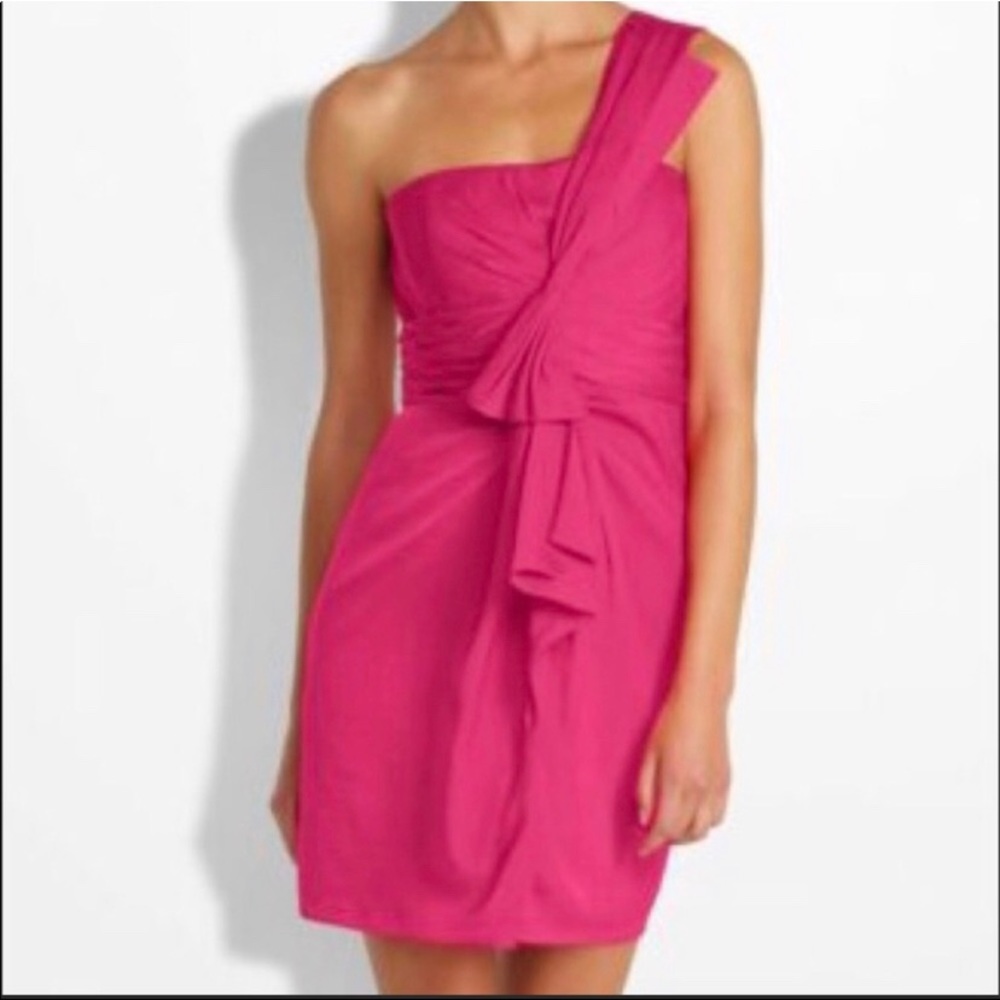 BCBG Max Azria Palais Dress Begonia One Shoulder Pink